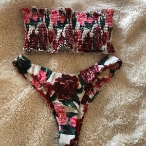 Ruched Floral matching bikini